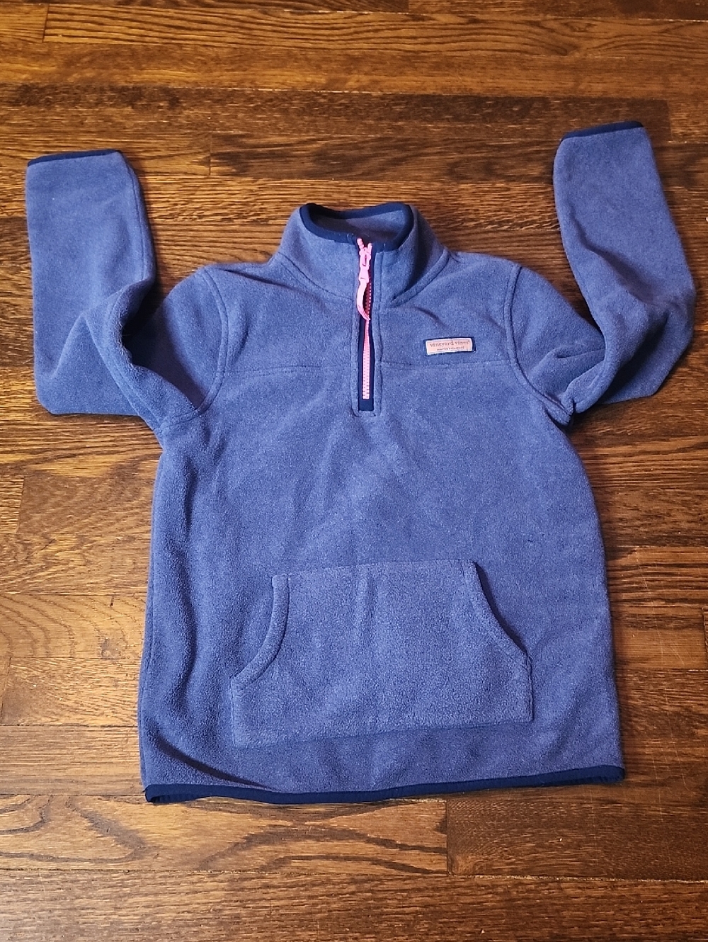 Vineyard Vines Navy Fleece Pullover with Tan Logo Patch